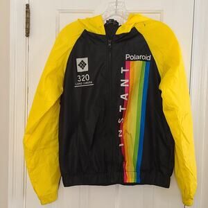 Womens Polaroid Full Zip Windbreaker Small Hooded Retro Colorful Fun
